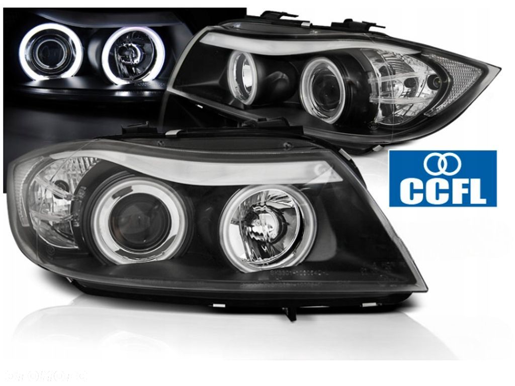 Lampy Reflektory BMW E90/E91 OD 2005 DO 2008 Roku BIAŁE RINGI CCFL - 1
