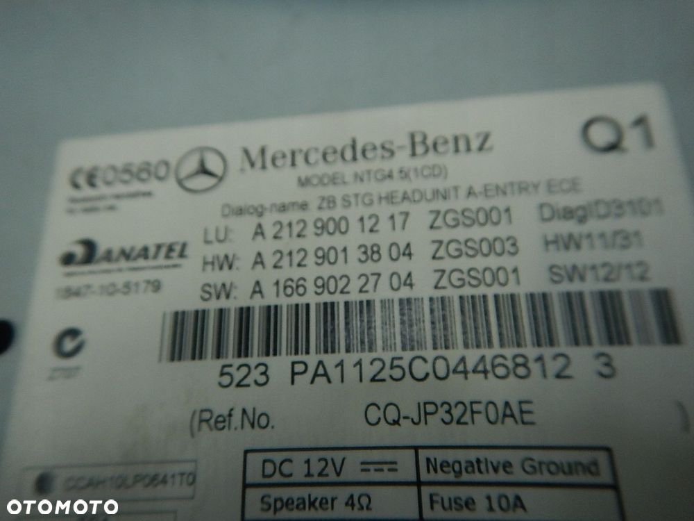 radio cd fabryczne mercedes e w212 a2129001217 - 10
