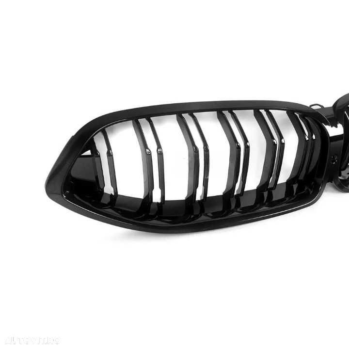 Grile Grila Nari Duble M BMW Seria 8 G14 G15 G16 2018-22, Negru Lucios - 3