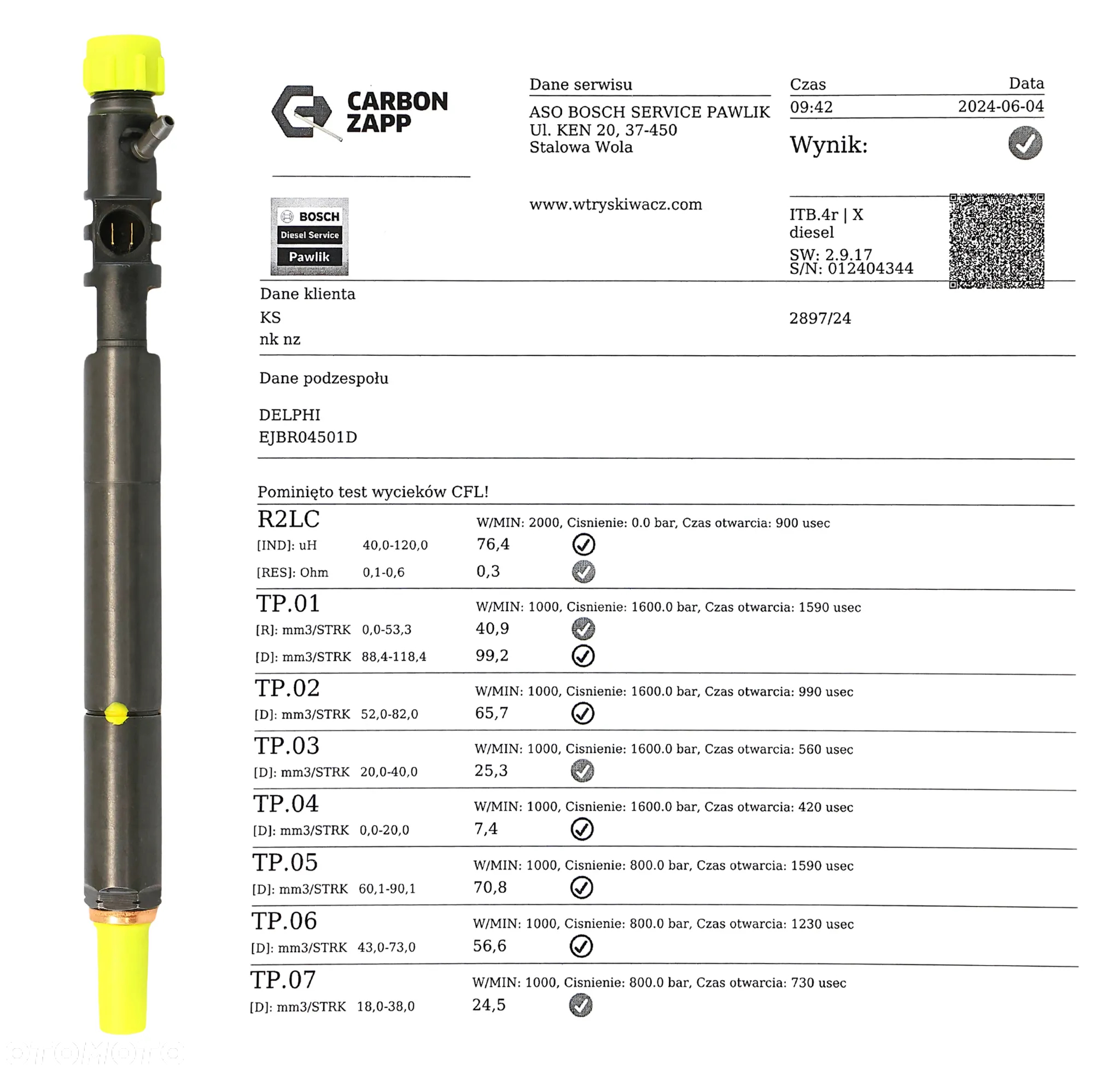 Wtryskiwacz Common Rail DELPHI CRI EJBR04501D - 2