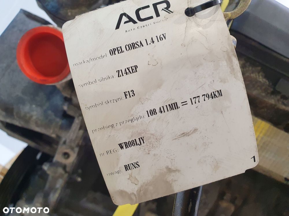 SILNIK Opel Corsa C D Meriva A 1.4 16V 90KM Z14XEP udokumentowane 179tyś - 12