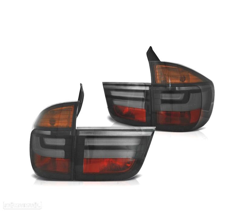 FAROLINS TRASEIROS BMW X5 E70 07-10 LIGHT BAR FUMADOS - 1