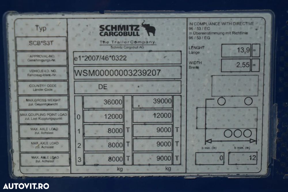 Schmitz Cargobull / CORTINĂ / VARIOS / LVT / 2 AXE / 2016 - 25