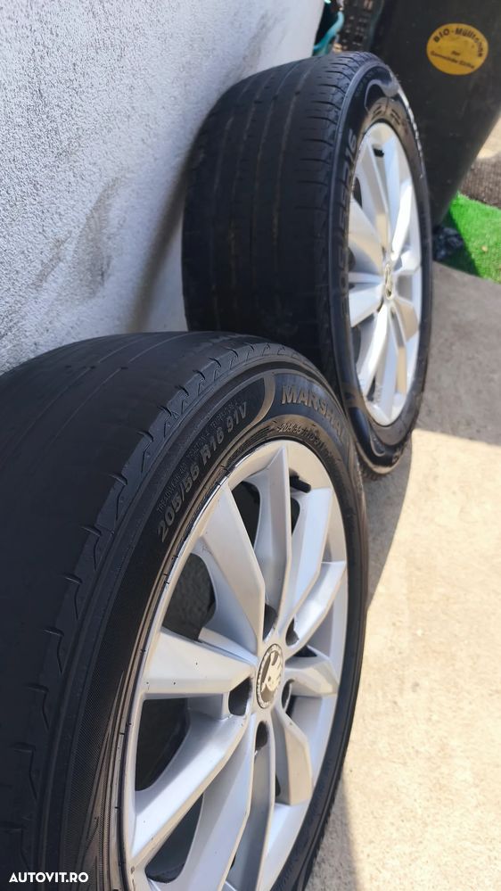 Set jante aliaj Skoda Minoris 6,5J x 16 ET 46 5x112 se vand cu sau fara anvelope (2 sunt bune, 2 nu) 205/55/16 - 10