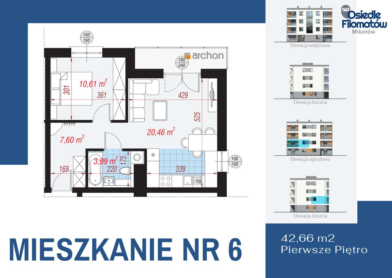 mieszkanie z balkonem 2 pokoje 42,66 m2 - Pełny obrazek: 5/11