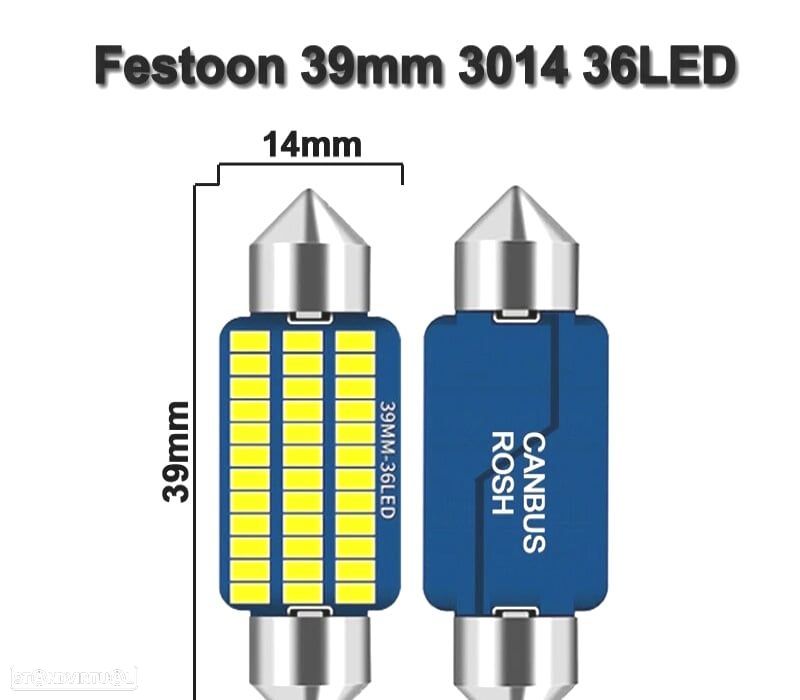 LÂMPADA LED C10W FESTOON 39MM 36LED - 1