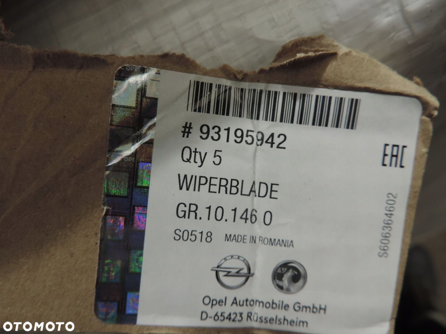 WYCIERACZKI PRZÓD OPEL CORSA C COMBO 01- 93195942 nowe oryginał - 6
