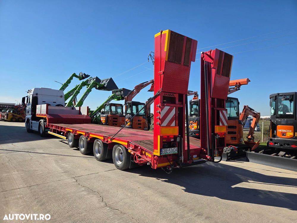 Janmil TRAILER 4 axe, rampe DUBLE, util 55t, axe SAF, Anv Goodyear, 2 roti rezerva, 2 axe viratoare, extensii lemn la 3m latime, obloane gat lebada, produs POLONIA, axa liftabila, garantie 1 an, leasing 5 ani cu rata lunara 6500 lei, PROMOTIE 67900 EUR+Tva - 5