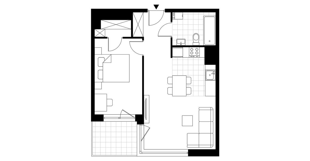 2-pokojowe mieszkanie 44m2 + loggia - Pełny obrazek: 3/17