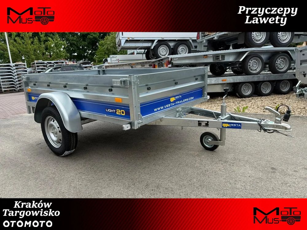 Inny Przyczepa VESTA LIGHT 20 202x131x37 cm WYSOKIE BURTY spawana rama Targowisko Kraków MOTOMUS