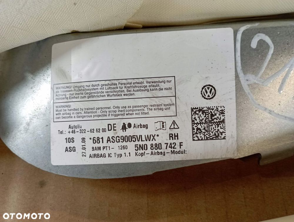 VW TIGUAN I 5N KURTYNA AIRBAG PRAWA 5N0880742F - 2