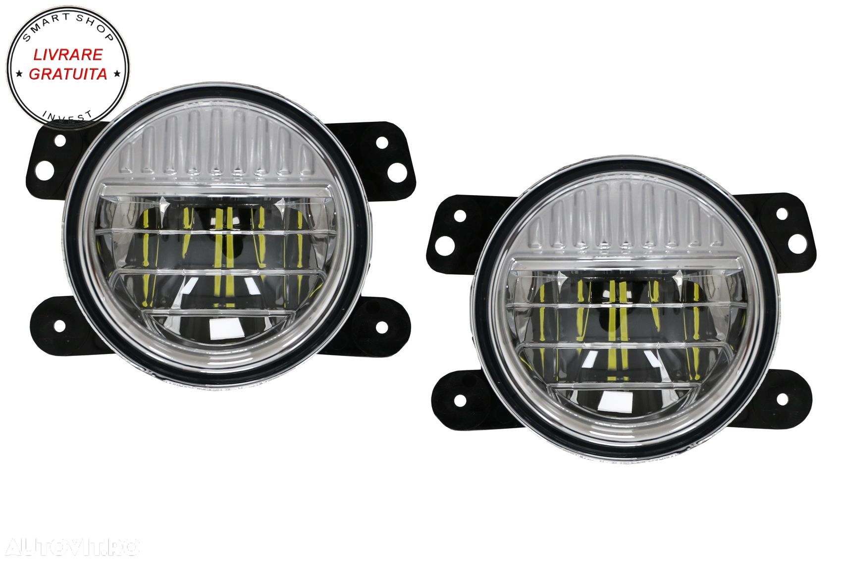 Proiectoare Ceata Full LED Dublu Proiector Jeep Wrangler JK TJ JL (1996-2018) 4 In- livrare gratuita - 1