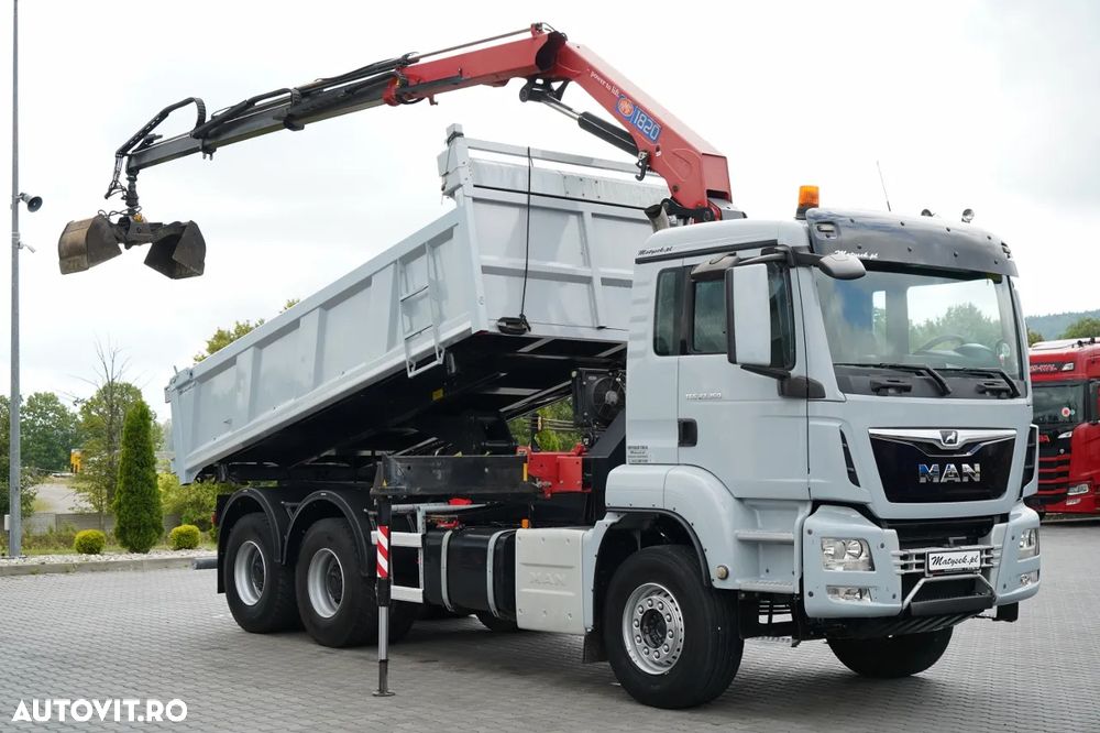 MAN TGS 33.360 / 6x4 / BASCULĂ + HDS HMF 1820 K-RC / extensie 10m / HIDRODECKER / GRAPPER / NAVI / MANUAL / IMPORTAT - - 4