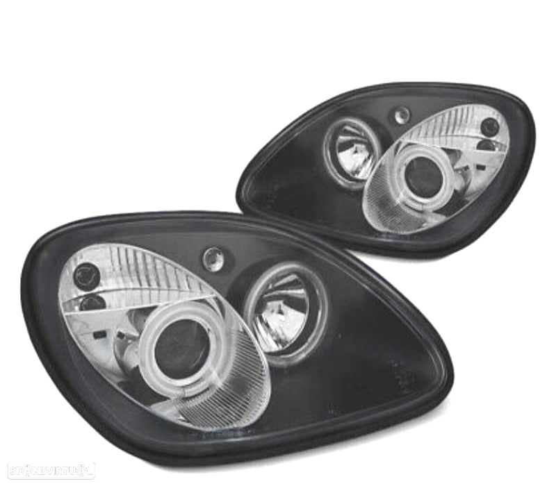 FARÓIS MERCEDES CLASSE SLK R170 96-04 ANGEL EYES CCFL FUNDO NEGRO - 3