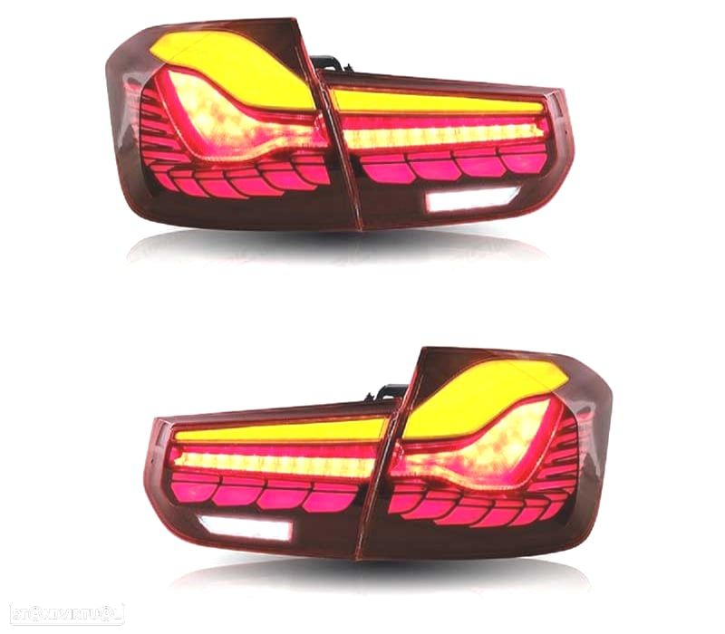 FAROLINS FULL LED PARA BMW SERIE 3 F30 13-18 LIGHT BAR OLED VERMELHO - 4