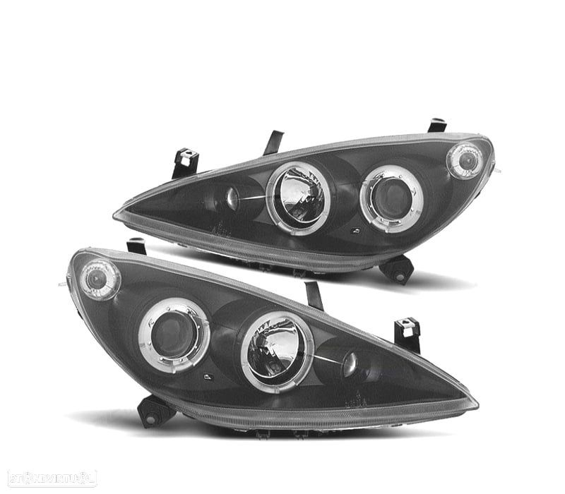 FARÓIS ANGEL EYES PEUGEOT 307 01-05 FUNDO PRETO H7 H1 H1 - 1