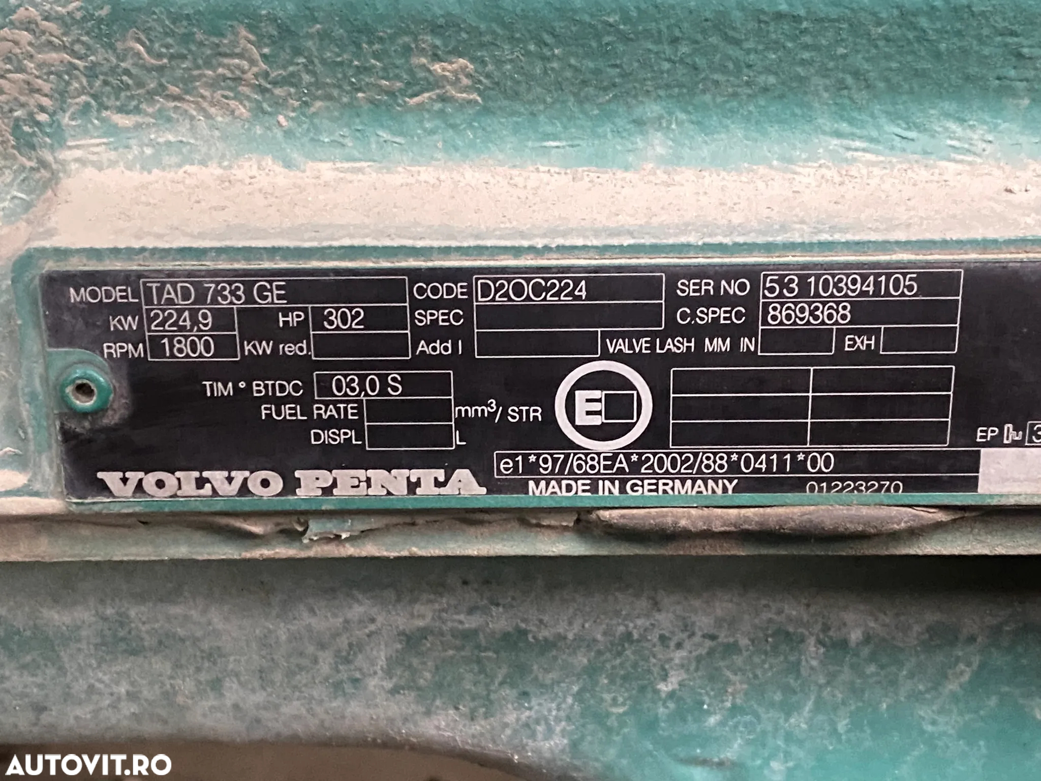 Motor Volvo Penta ca NOU - Model TAD 733 GE 302 CP - Yaht / Barca / Incarcator frontal / Excavator / Generator / Utilaje de constructie - 6
