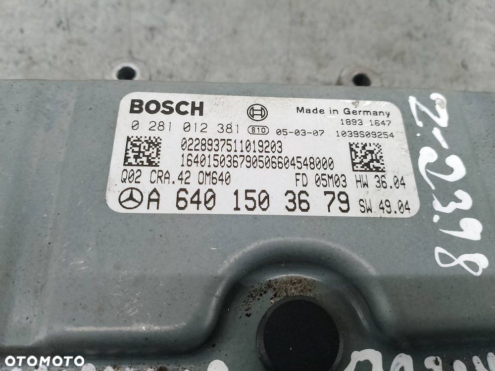 KOMPUTER, STEROWNIK MERCEDES KLASA A W169 A6401503679 0281012381 BOSCH 2.0 - 2