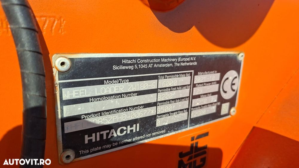 Hitachi ZW180, 2021, 3.903, cupa 3mc, Masa operationala 18t, Anvelope 20,5R25 80% bune, gresare automata, inaltime basculare cupa 4m, latime incarcator 2,5m, 173CP, Aer cond, produs in JAPONIA, CA NOU, posibilitate leasing 4ani-PROMOTIE 94900 EUR+Tva - 2