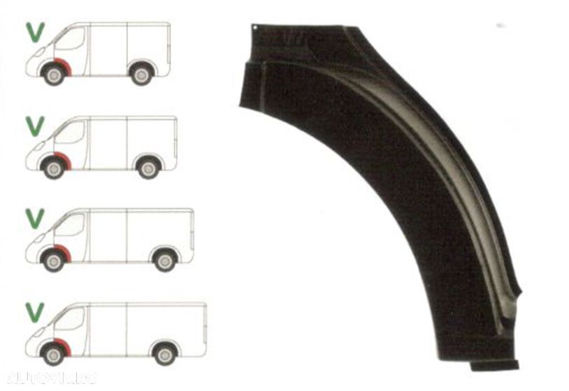 Segment reparatie aripa fata exterior Ford Transit, 2000-2006 ,Partea Stanga, punte fata , partea din spatele rotii, metal