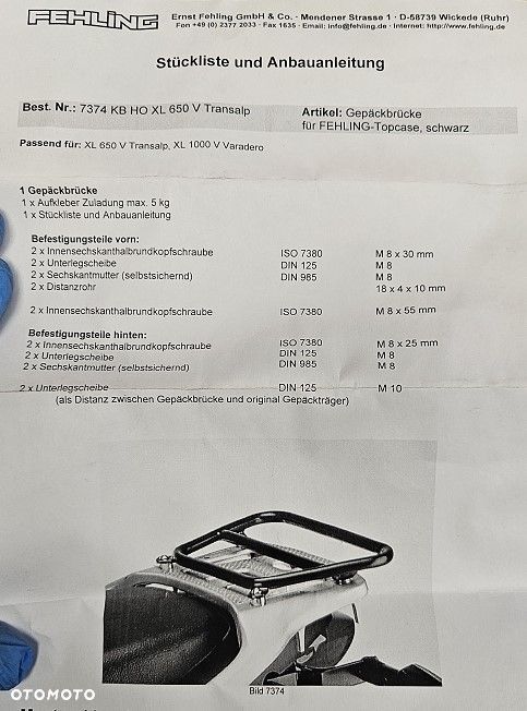 Bagażnik stelaż FEHLING Honda XL 650 V Transalp / XL 1000 V Varadero - 10