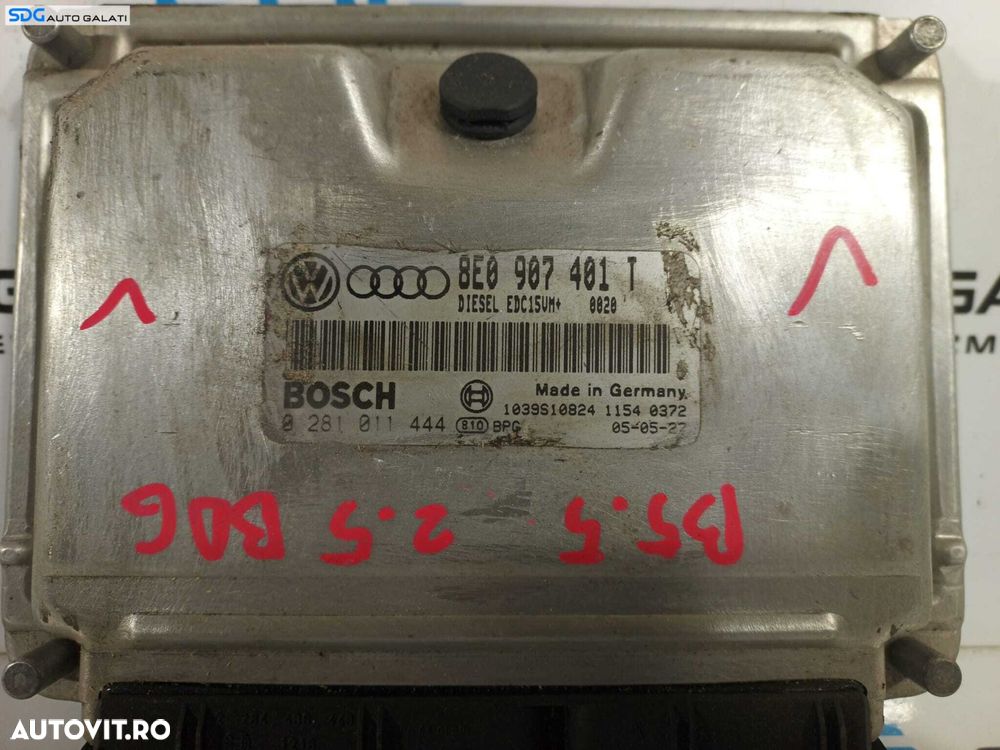 ECU Calculator Motor BOSCH Skoda Superb 1 2.5 TDI BDG 2002 - 2008 Cod 8E0907401T 0281011444 [L2232] - 2