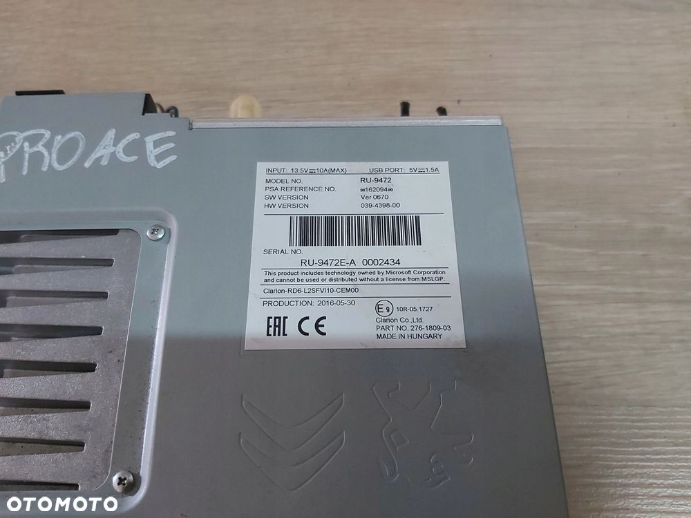 Toyota Proace Expert Jumpy 1,6 Blue hdi Radio 9816209480 - 2