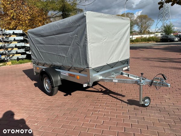 Neptun Przyczepa Neptun N7-236 PTW 236x129x30 + stelaż i plandeka H80 cm DMC 750 kg 1 osiowa funkcja uchyłu