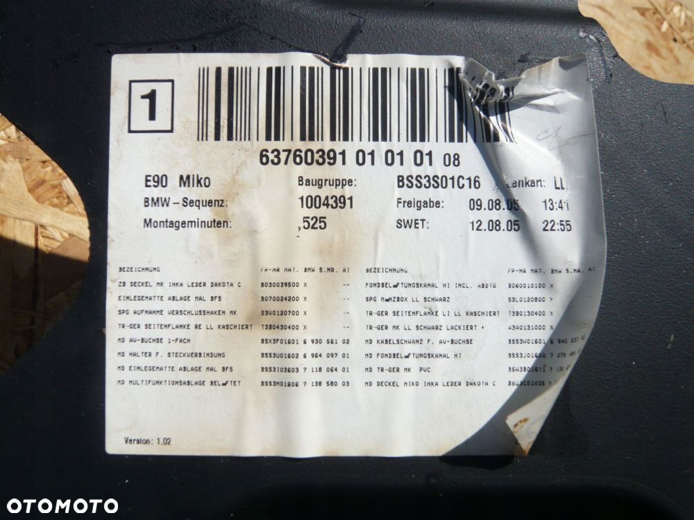 tunel środkowy podłokietnik 1004391 bmw e90 - 2