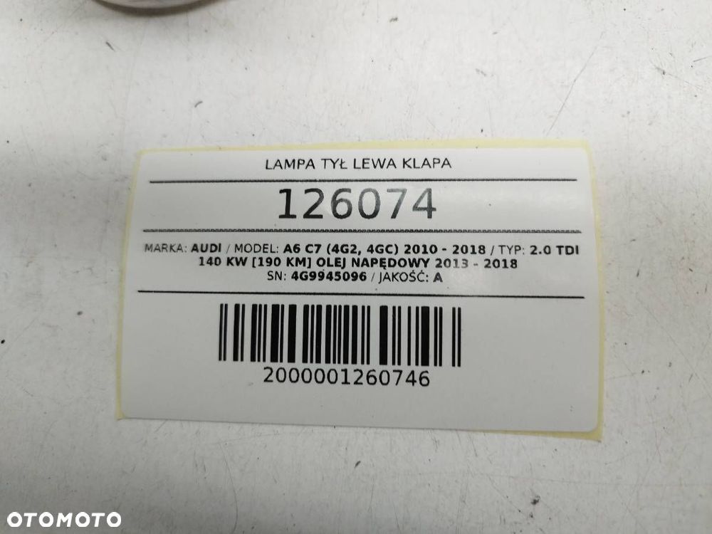 LAMPA TYŁ TYLNA LEWA LED W KLAPE AUDI A6 C7 KOMBI LIFT EU 4G9945093E - 8