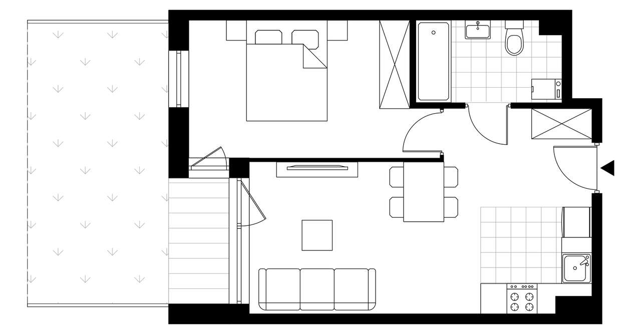 2-pokojowe mieszkanie 40m2 + ogródek Bezpośrednio - Pełny obrazek: 4/9