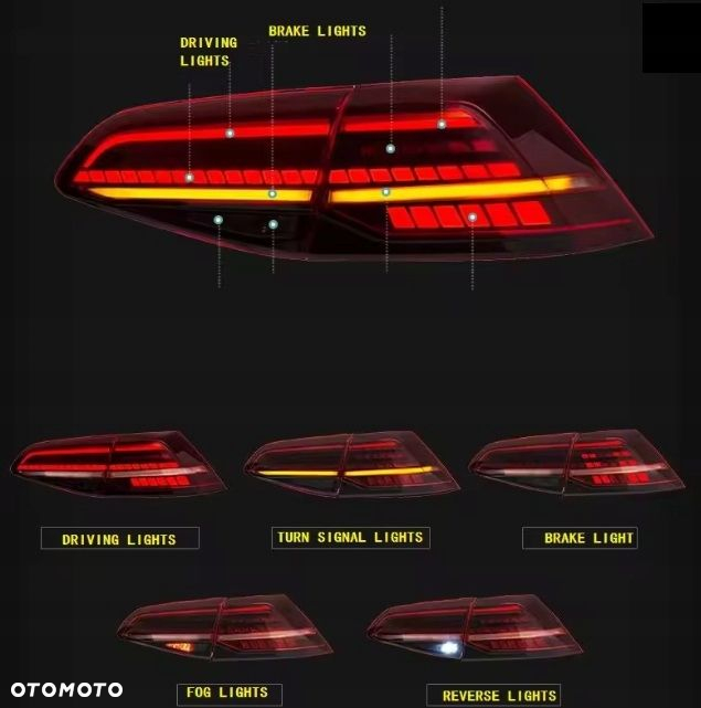 Lampy tyl ne kpl Full LED Diody Tuning Lift 7.5 Gti-look VW Golf VII 7 5g - 3