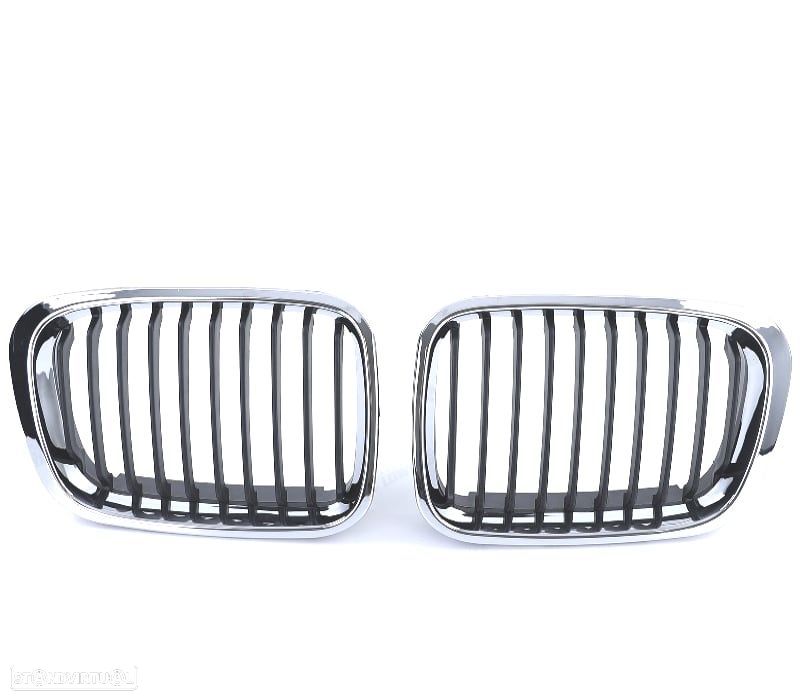 GRELHAS FRONTAIS BMW E46 98-01 LOOK M PRETO CROMADO - 4