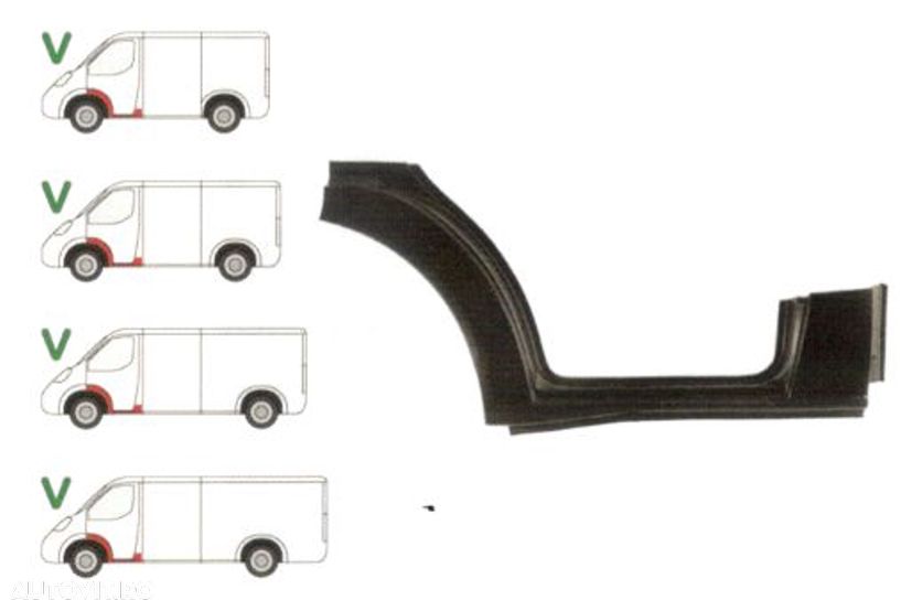 Prag Ford Transit (V184/5) 05.2000-04.2006 sub Usa Fata Stanga , 1/3 segment aripa fata interior si 1/3 stalp, prag din metal - 1