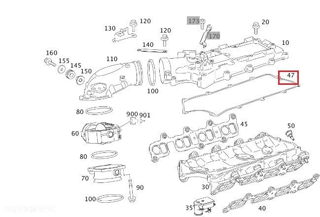 MERCEDES DIESEL OM629 Uszczelka kolektora dolotowego OE - 2