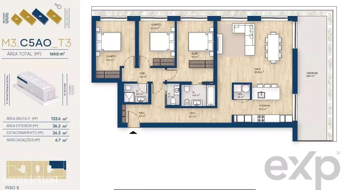 Apartamento T3 | Canidelo, V.N.Gaia - Grande imagem: 2/39