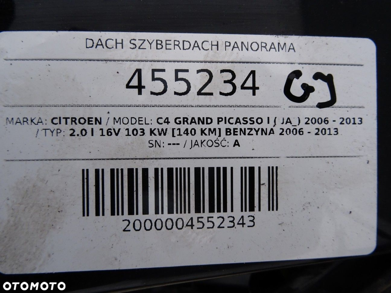 DACH SZYBERDACH PANORAMA - 1303.00 PLN - CITROEN C4 GRAND PICASSO I (UA_) 2006 - 2013 2.0 i 16V 103 - 6