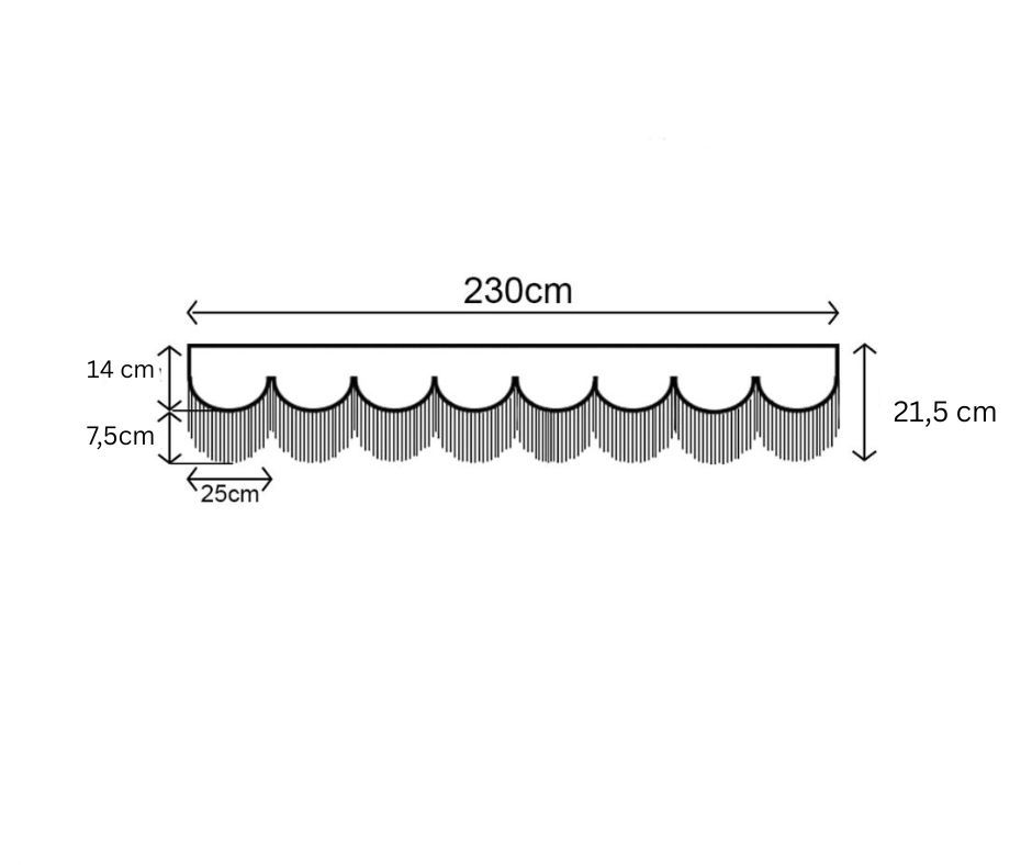 ZASŁONY BOCZNE + FALBANA TIR - materiał: Welur- Ciemny Beż + Frędzle Białe - 2