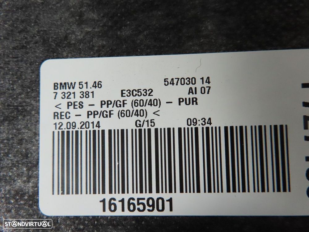Chapeleira / Tabuleiro mala Seminovo/ Original BMW 4 Coupe (F32, F82) 5146732137... - 3