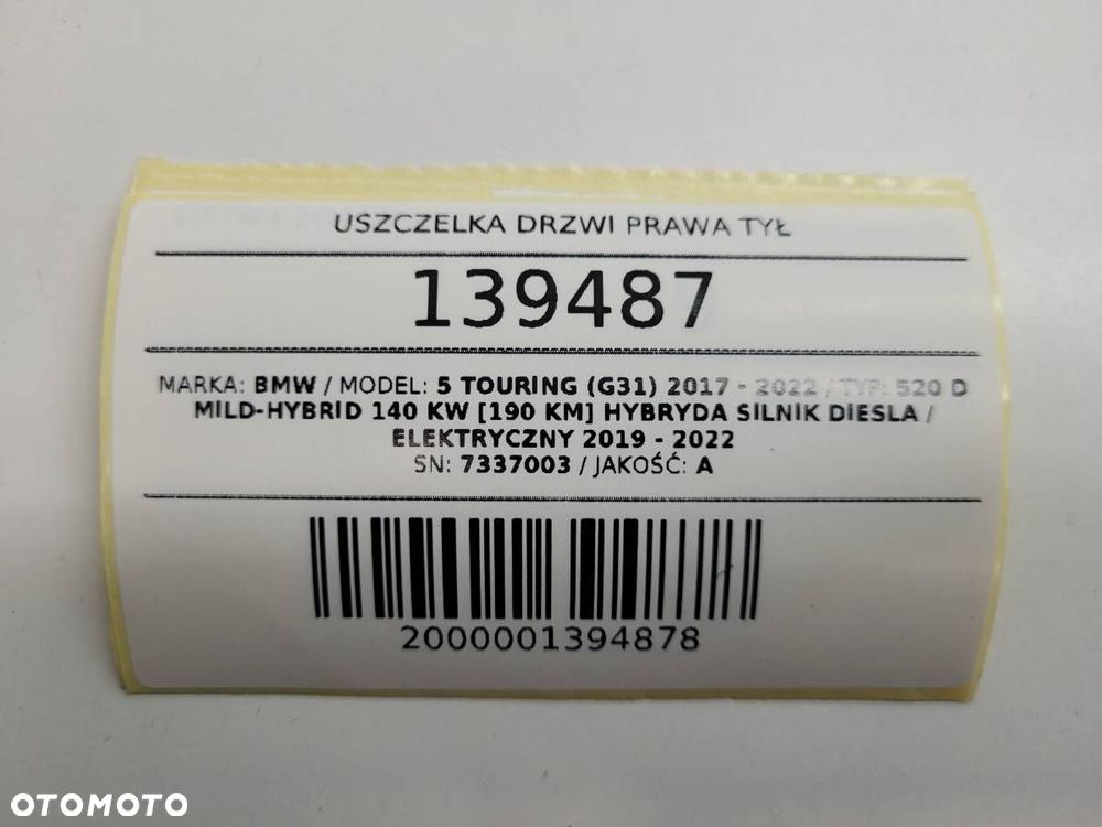 USZCZELKA DRZWI TYŁ TYLNA PRAWA BMW 5 G31 7337003 - 7