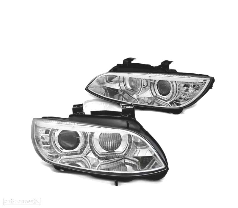 FARÓIS BMW E92 E93 06-10 ANGEL EYES LED 3D CHROME CROMADO - 2