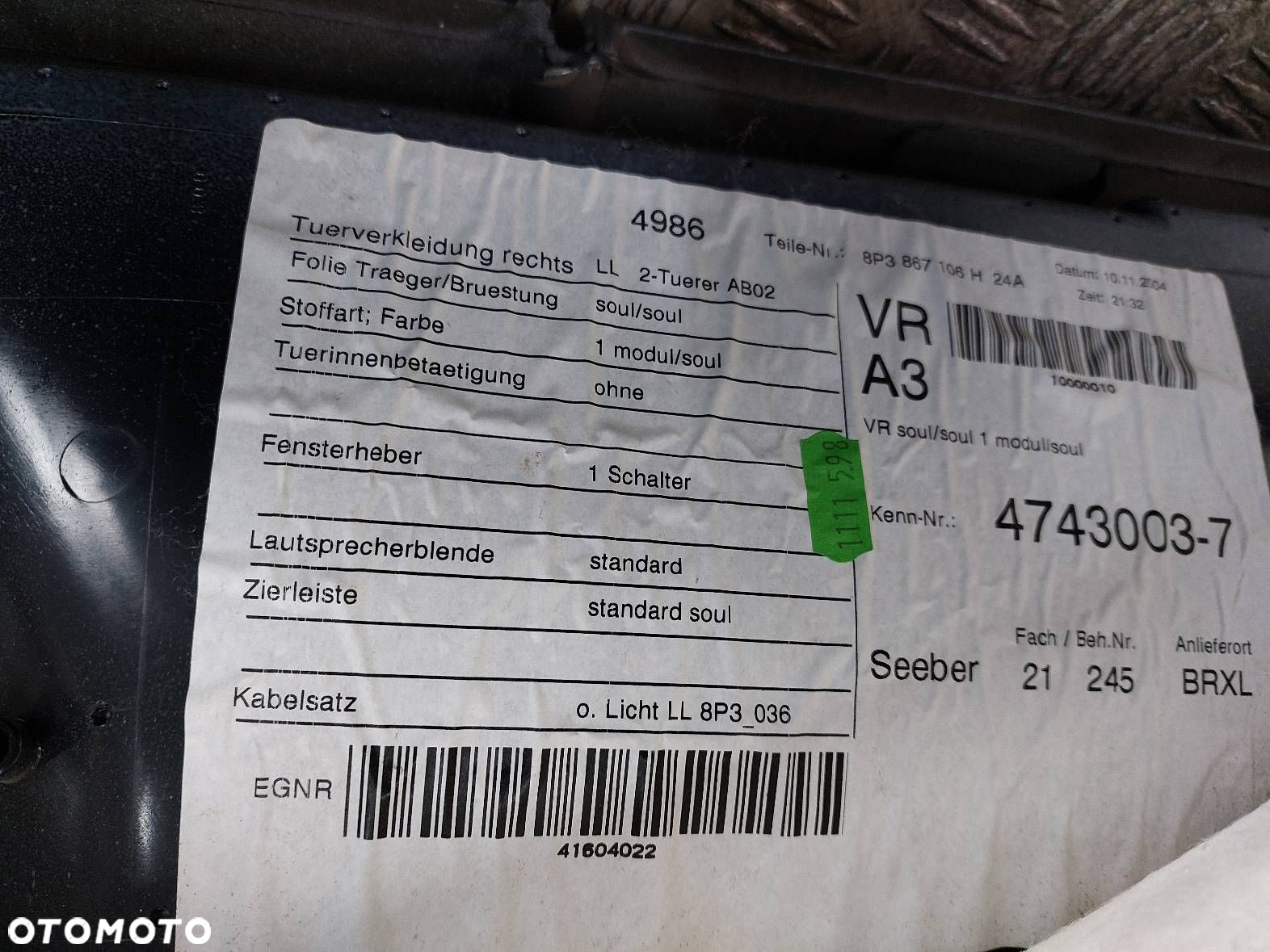 BOCZEK BOCZKI DRZWI KOMPLET AUDI A3 8P HB 3D - 14
