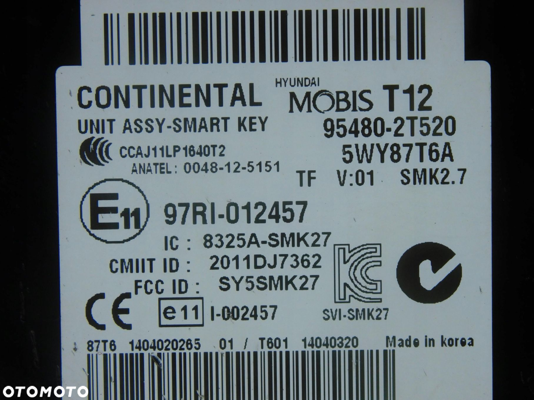 95480-2T520 Sterownik Sensor Centralki Kia Optima Iii 2010-2015 1.7 Crdi - 2