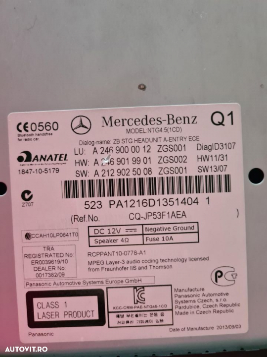 radio cd cu navigatie mercedes b clasa w246 si a class w176 - 3