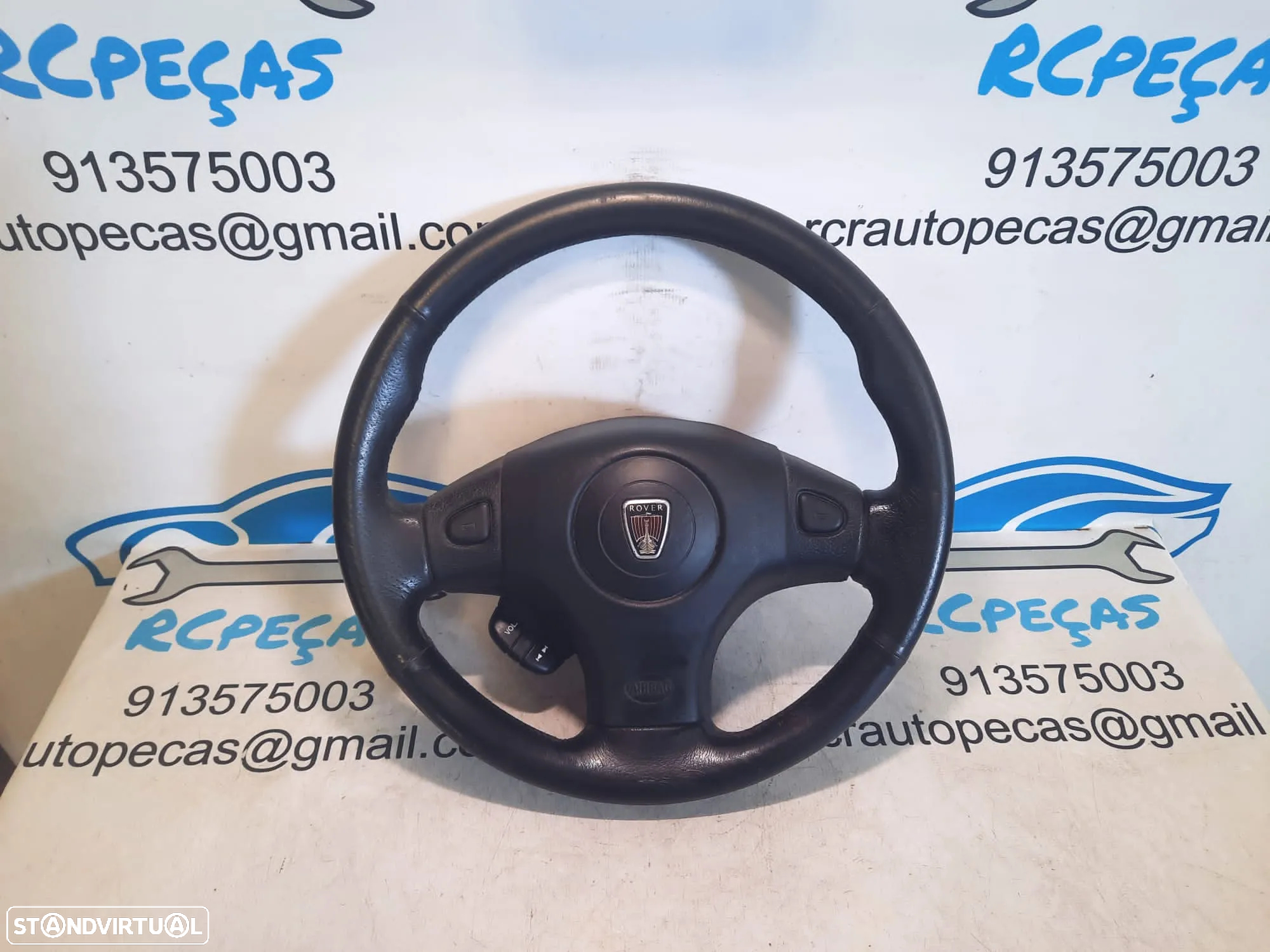 VOLANTE GUIADOR COMPLETO ROVER MG 200 QTB10093 QTB100951 25 45 75 PELE PERFURADA AIRBAG COMANDOS MULTIFUNÇÕES - 3