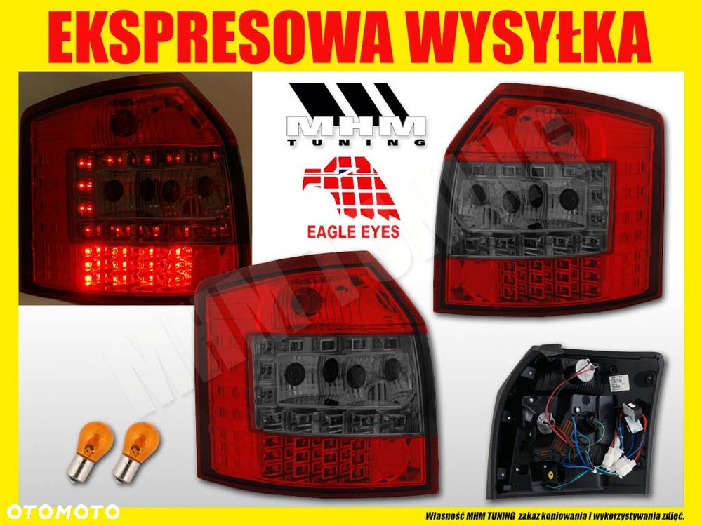 Lampy tyl ne kpl Led Diody Tuning Red Smoke Audi A4 b6 Małysz 8e 8e9 Avant - 2