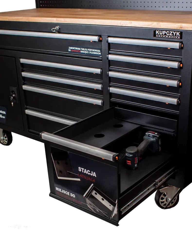 Stół warsztatowy szafka wózek 10 szuflad narzędziowy z tablicą Kupczyk - 27