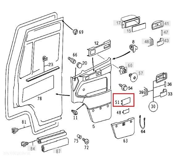 MERCEDES VARIO 670 Zaslepka oslona drzwi przod szara OE - 2
