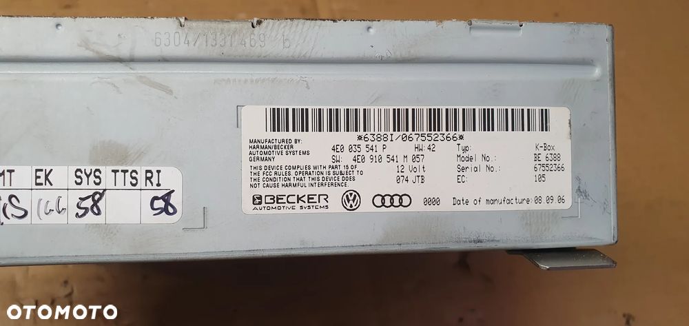 Moduł tuner radia BECKER Audi A8 D3 4E0035541P 4E0910541M - 4