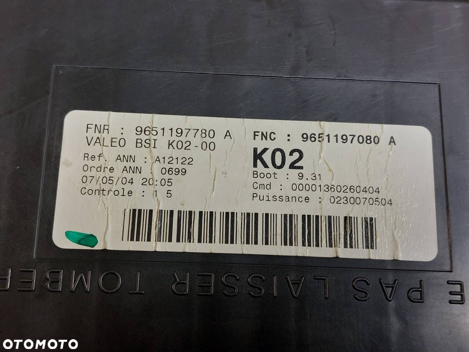 ZESTAW STARTOWY PEUGEOT 307 I 1.4 16V IAW6LP201 9647498180 9654722780 - 4